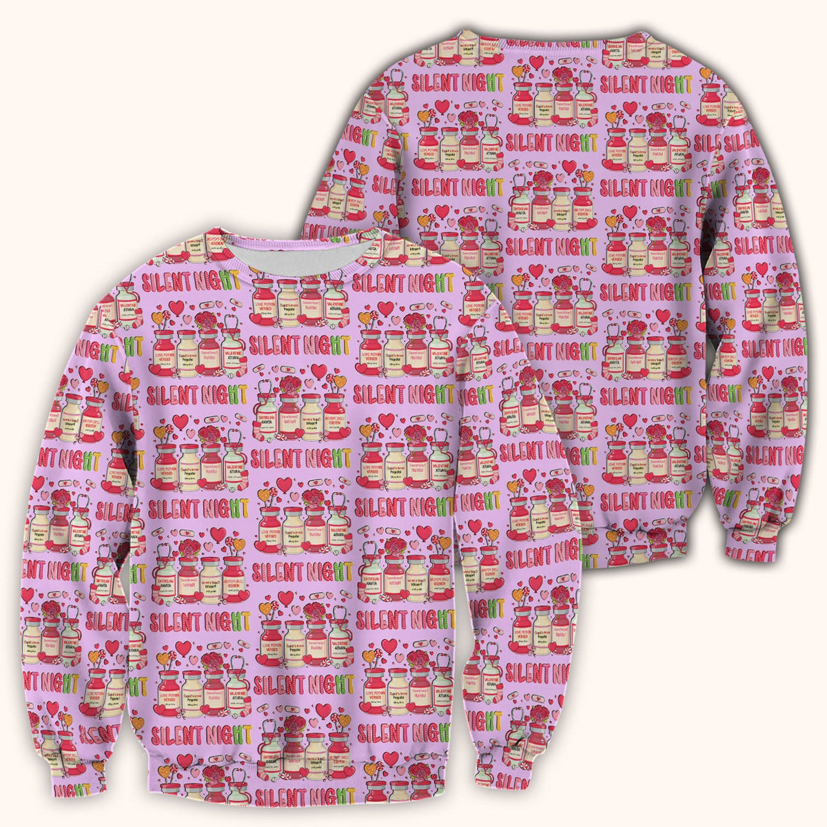 Valentine Silent Night Love Design Scrubs Top, Comfortable Scrubs for Nurses