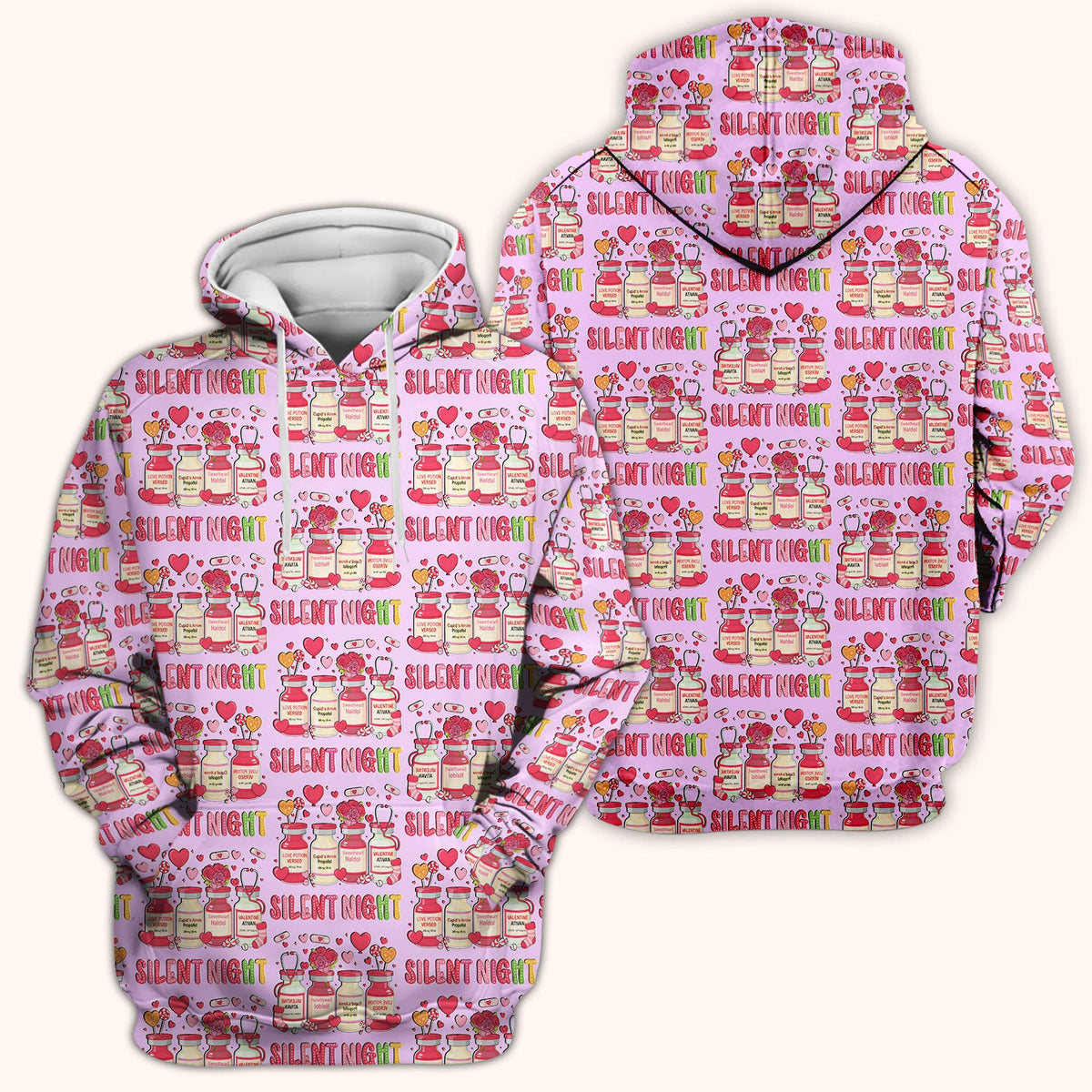 Valentine Silent Night Love Design Scrubs Top, Comfortable Scrubs for Nurses