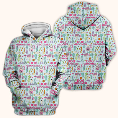 Dog Groomer Tools Pattern Nursing Scrub Top, Comfortable Scrubs for Nurses