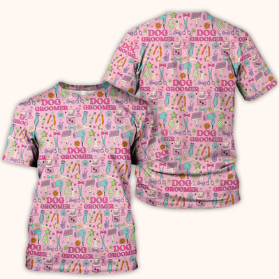 Dog Groomer Tools Pattern Nursing Scrub Top, Comfortable Scrubs for Nurses