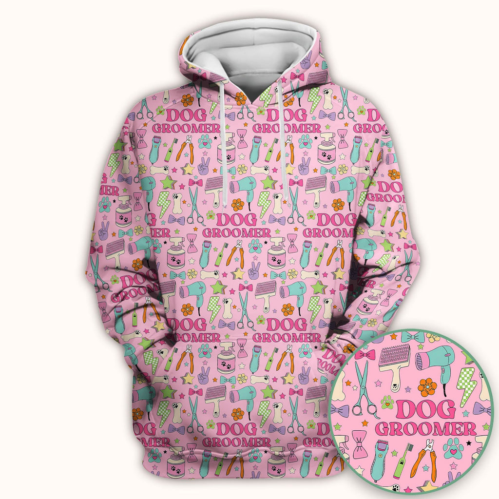 Dog Groomer Tools Pattern Nursing Scrub Top, Comfortable Scrubs for Nurses