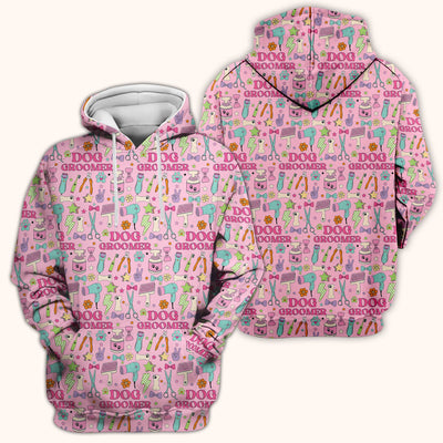 Dog Groomer Tools Pattern Nursing Scrub Top, Comfortable Scrubs for Nurses