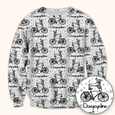 Funny Doxycycline Dog Bicycle Print Scrub Top, Comfortable Scrubs for Nurses