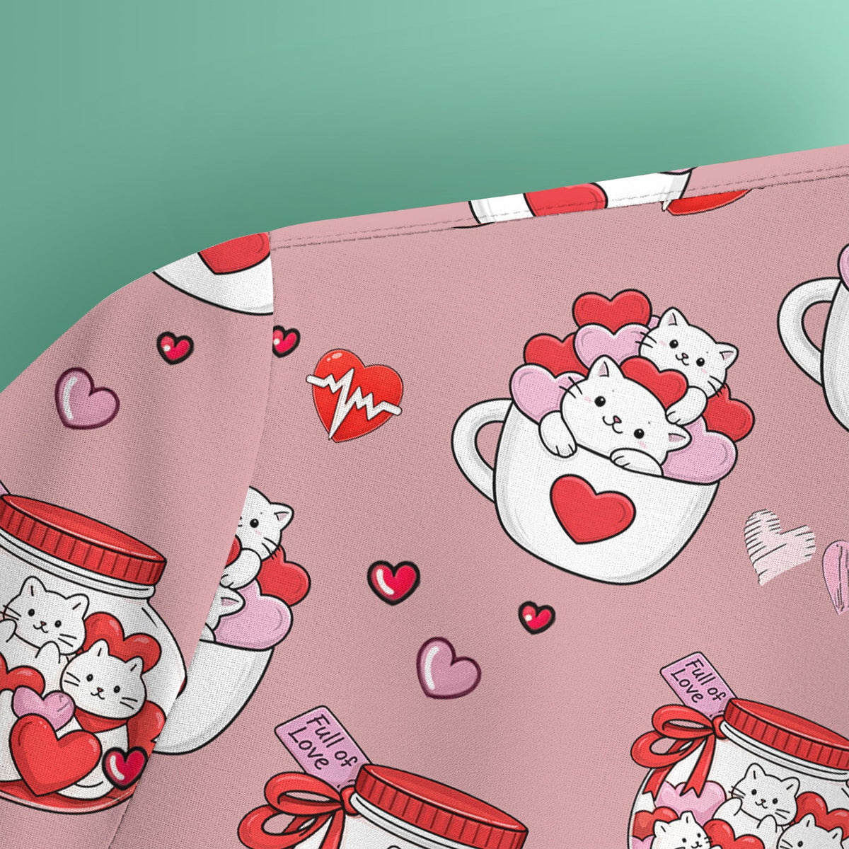 Cute Cat Valentine Nurse Scrub Top, Comfortable Scrubs for Nurses