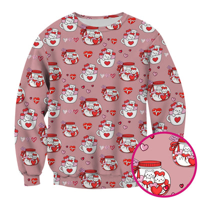 Cute Cat Valentine Nurse Scrub Top, Comfortable Scrubs for Nurses