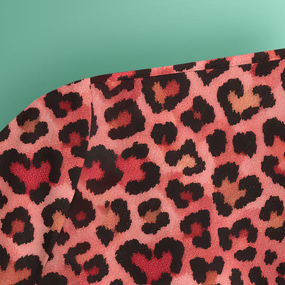 Leopard Pattern Nurse Scrub Top, Pink Medical Nurses Shirt, Breathable Fabrics Nursing Uniform, Valentine