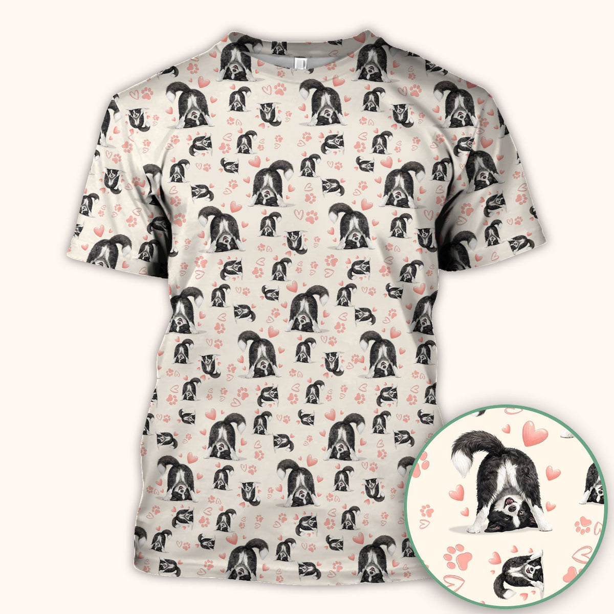 Cute Puppy Heart Medical Pattern Scrub Top, Comfortable Scrubs for Nurses