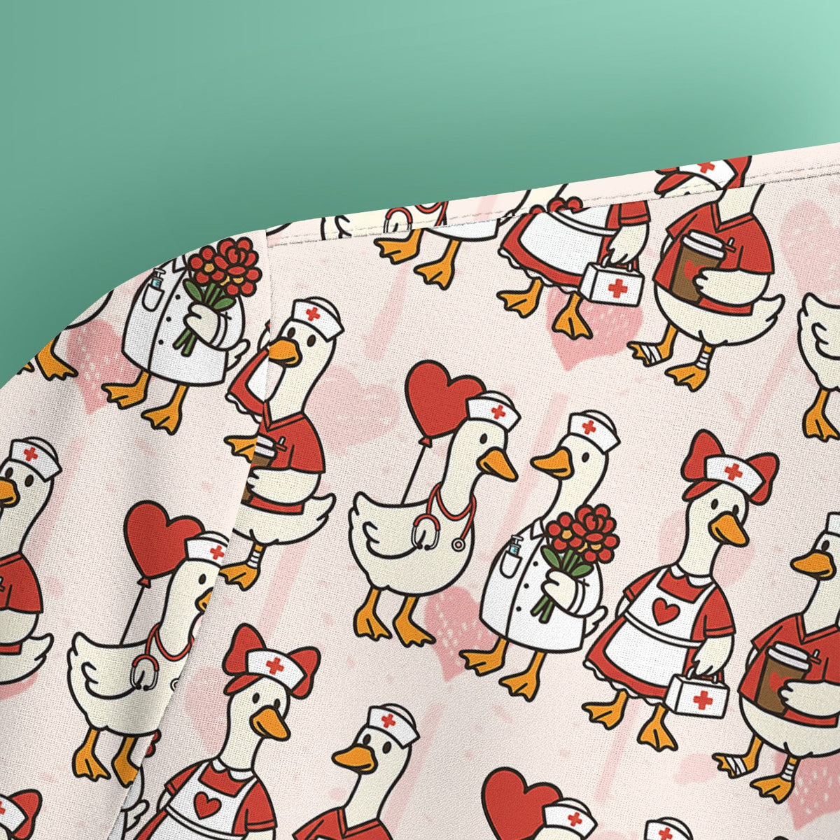 Valentine Nurse Goose Pattern Scrub Top, Comfortable Scrubs for Nurse