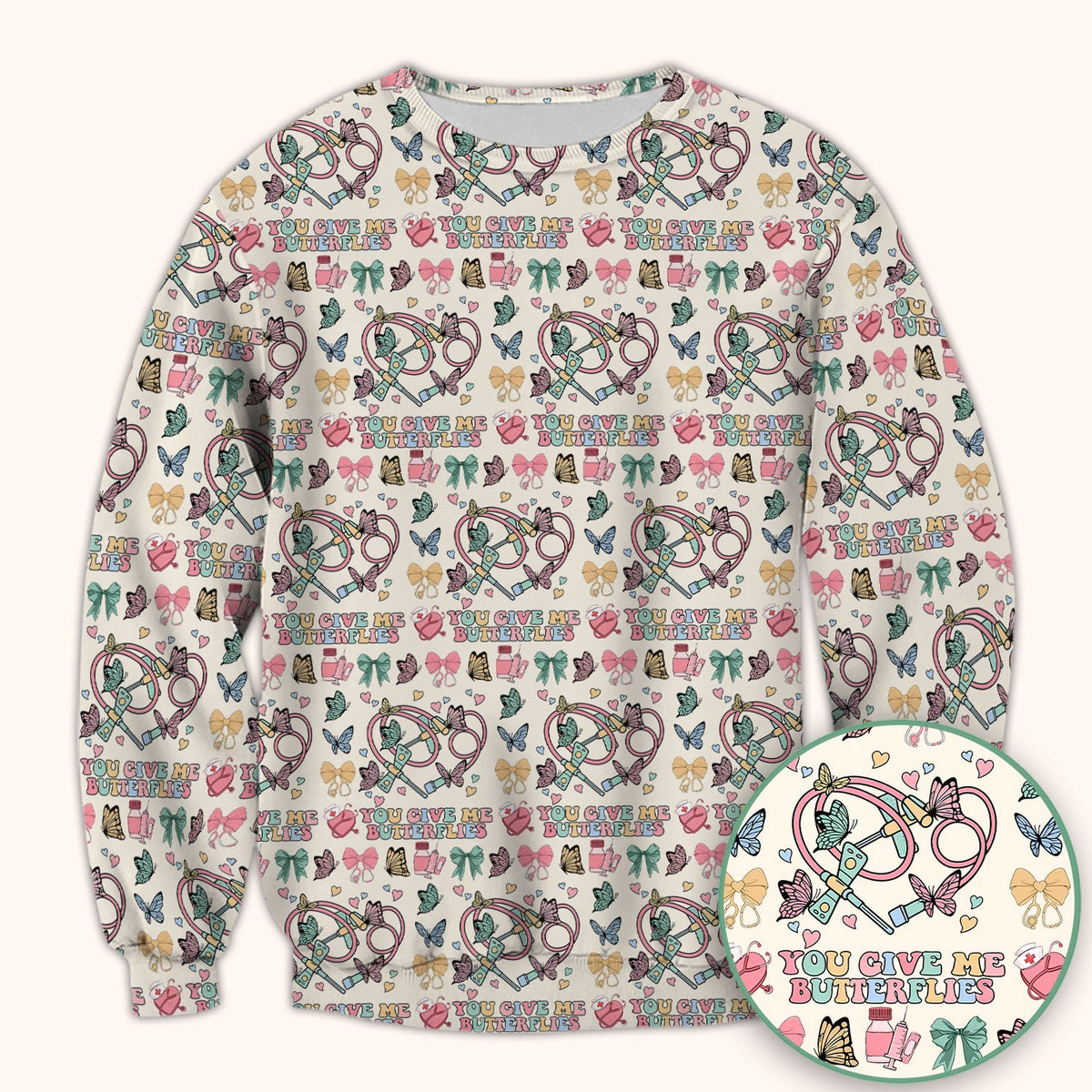 Butterfly Heart Valentine Medical Pattern Scrub Top, Comfortable Scrubs for Nurses
