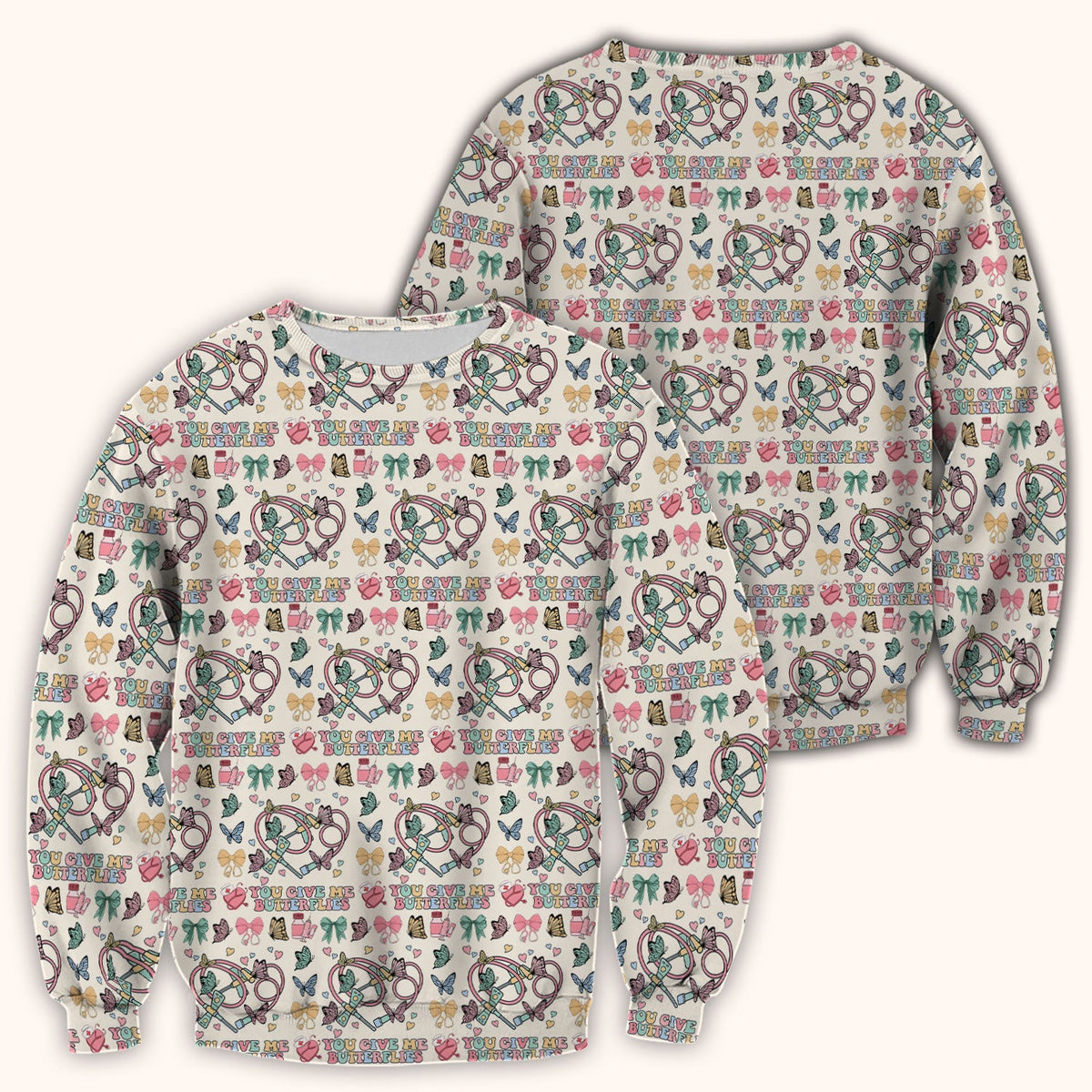Butterfly Heart Valentine Medical Pattern Scrub Top, Comfortable Scrubs for Nurses