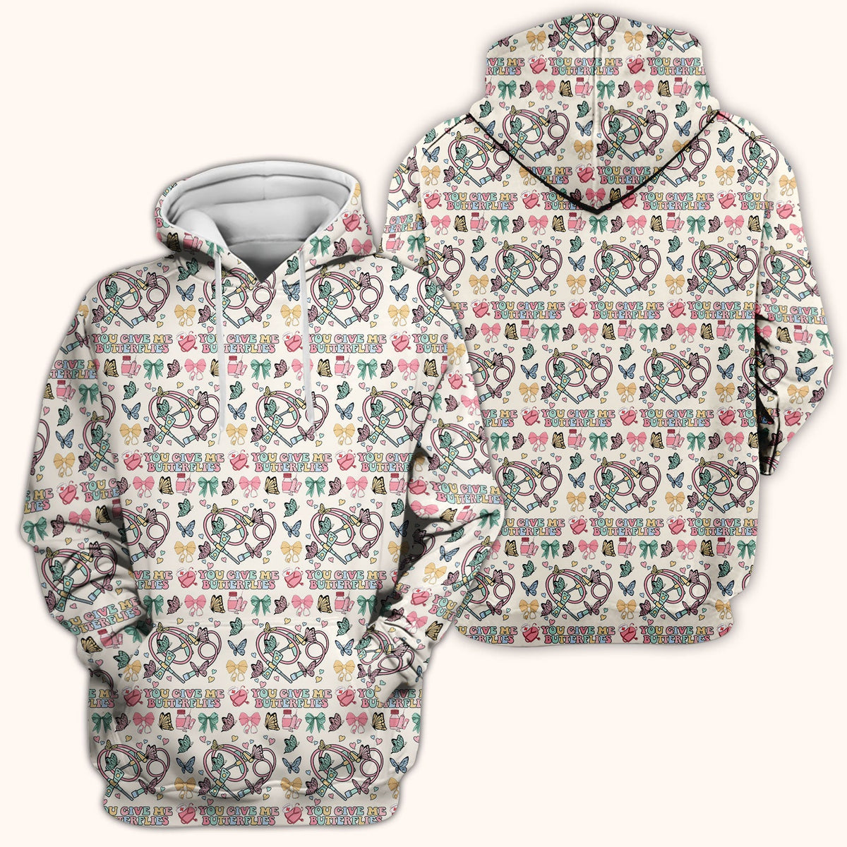Butterfly Heart Valentine Medical Pattern Scrub Top, Comfortable Scrubs for Nurses