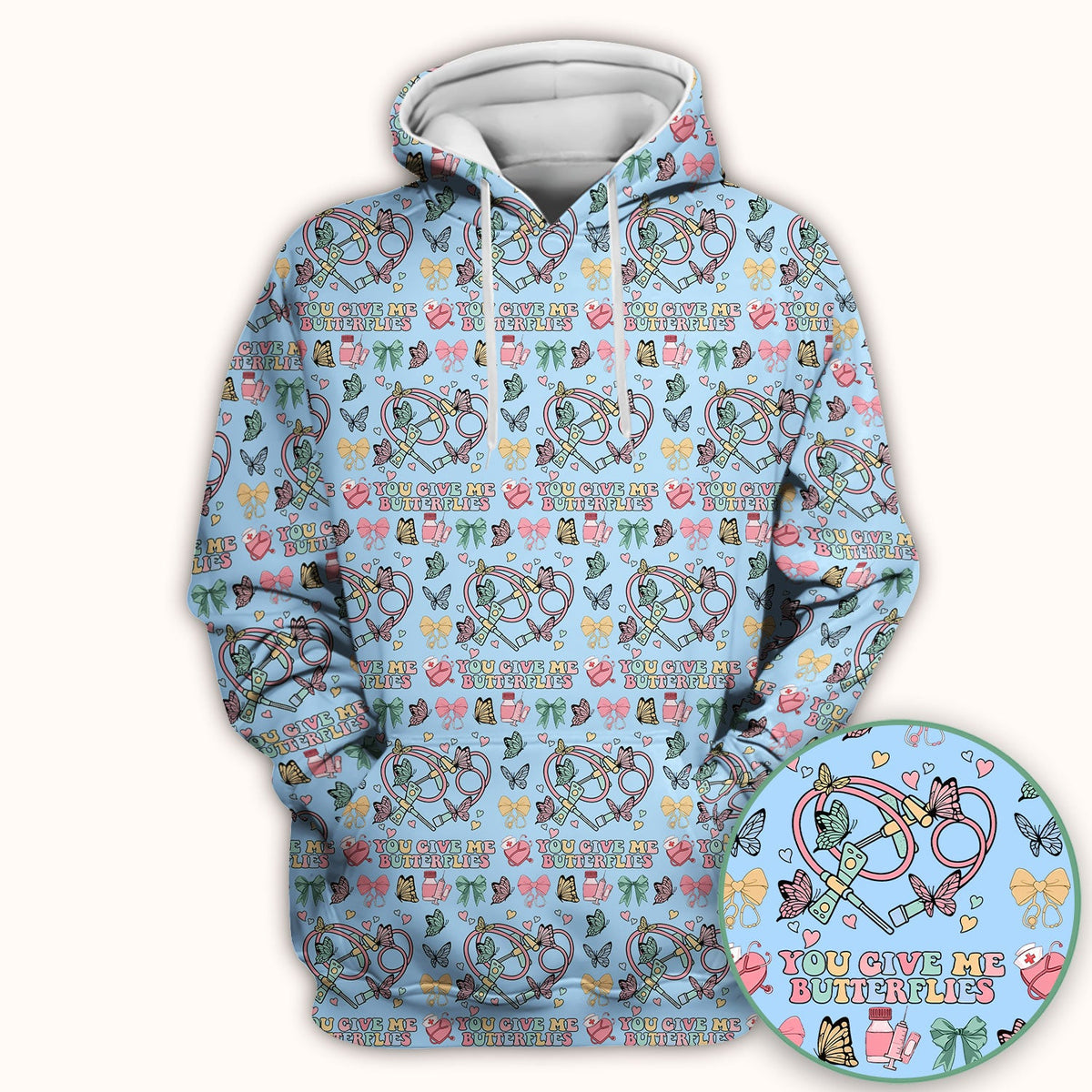 Butterfly Heart Valentine Medical Pattern Scrub Top, Comfortable Scrubs for Nurses
