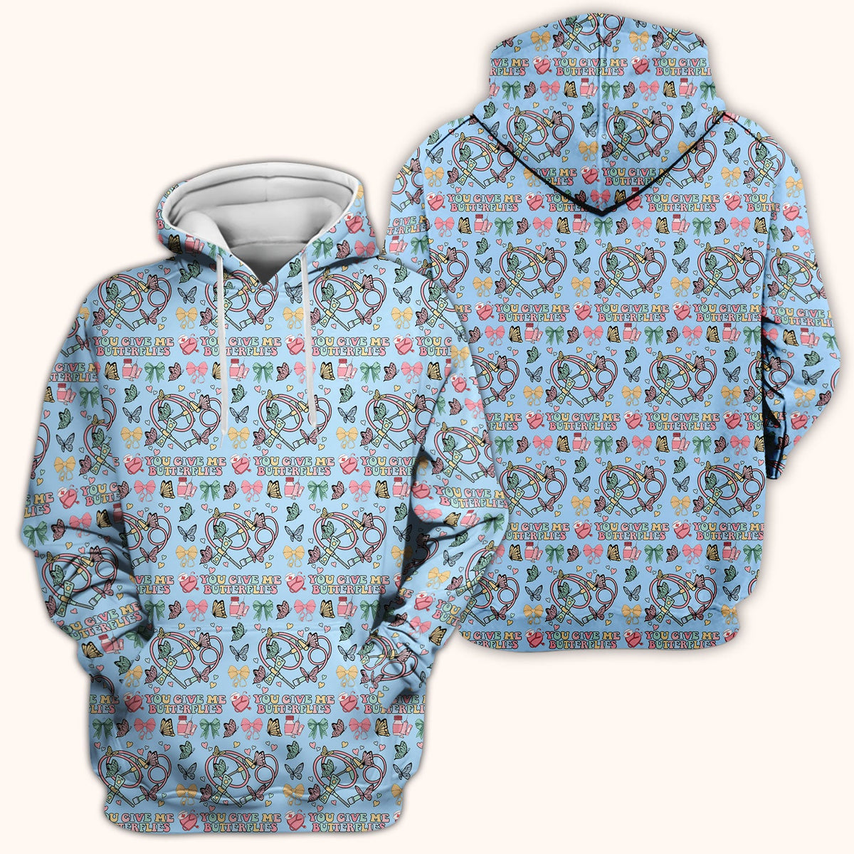 Butterfly Heart Valentine Medical Pattern Scrub Top, Comfortable Scrubs for Nurses