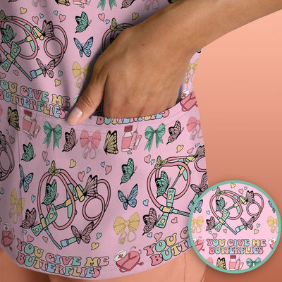 Butterfly Heart Valentine Medical Pattern Scrub Top, Comfortable Scrubs for Nurses