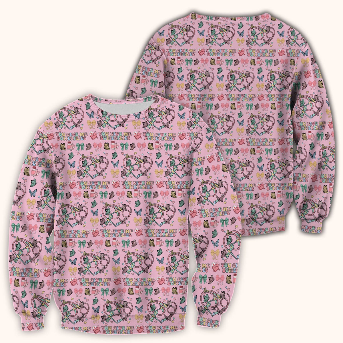 Butterfly Heart Valentine Medical Pattern Scrub Top, Comfortable Scrubs for Nurses