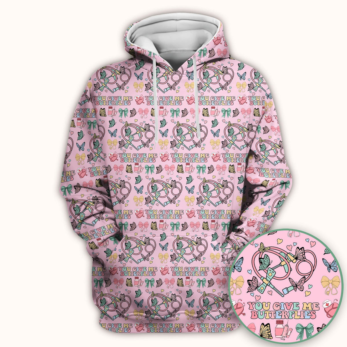 Butterfly Heart Valentine Medical Pattern Scrub Top, Comfortable Scrubs for Nurses