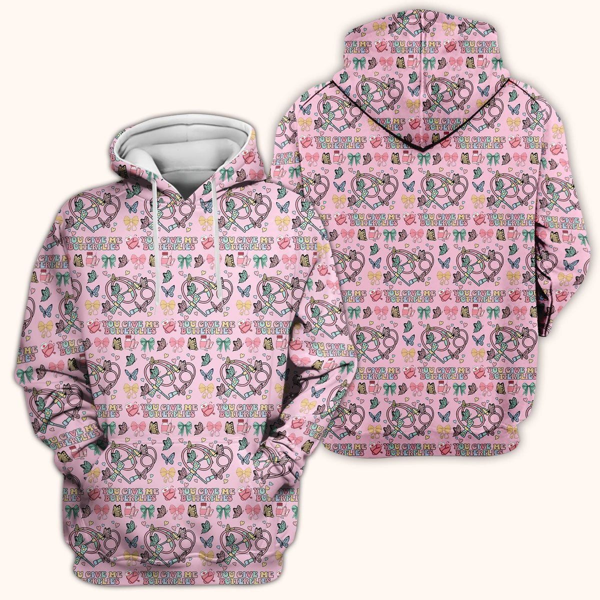Butterfly Heart Valentine Medical Pattern Scrub Top, Comfortable Scrubs for Nurses