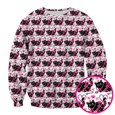 Valentine Cute Cat Nurse Heart Print Scrub Top, Comfortable Scrubs for Nurses
