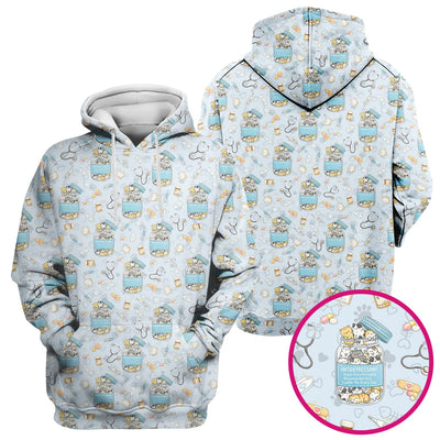 Cute Antidepressant Cat Jar Print Nurse Scrub Top, Breathable Fabrics Nursing Uniform