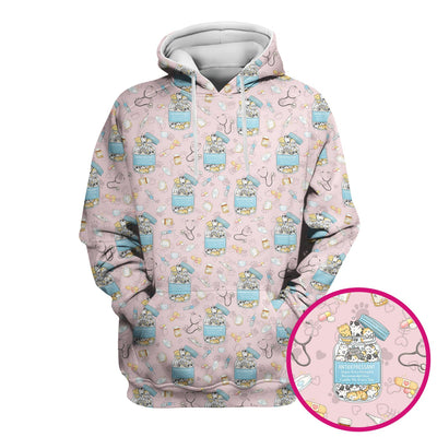 Cute Antidepressant Cat Jar Print Nurse Scrub Top, Breathable Fabrics Nursing Uniform