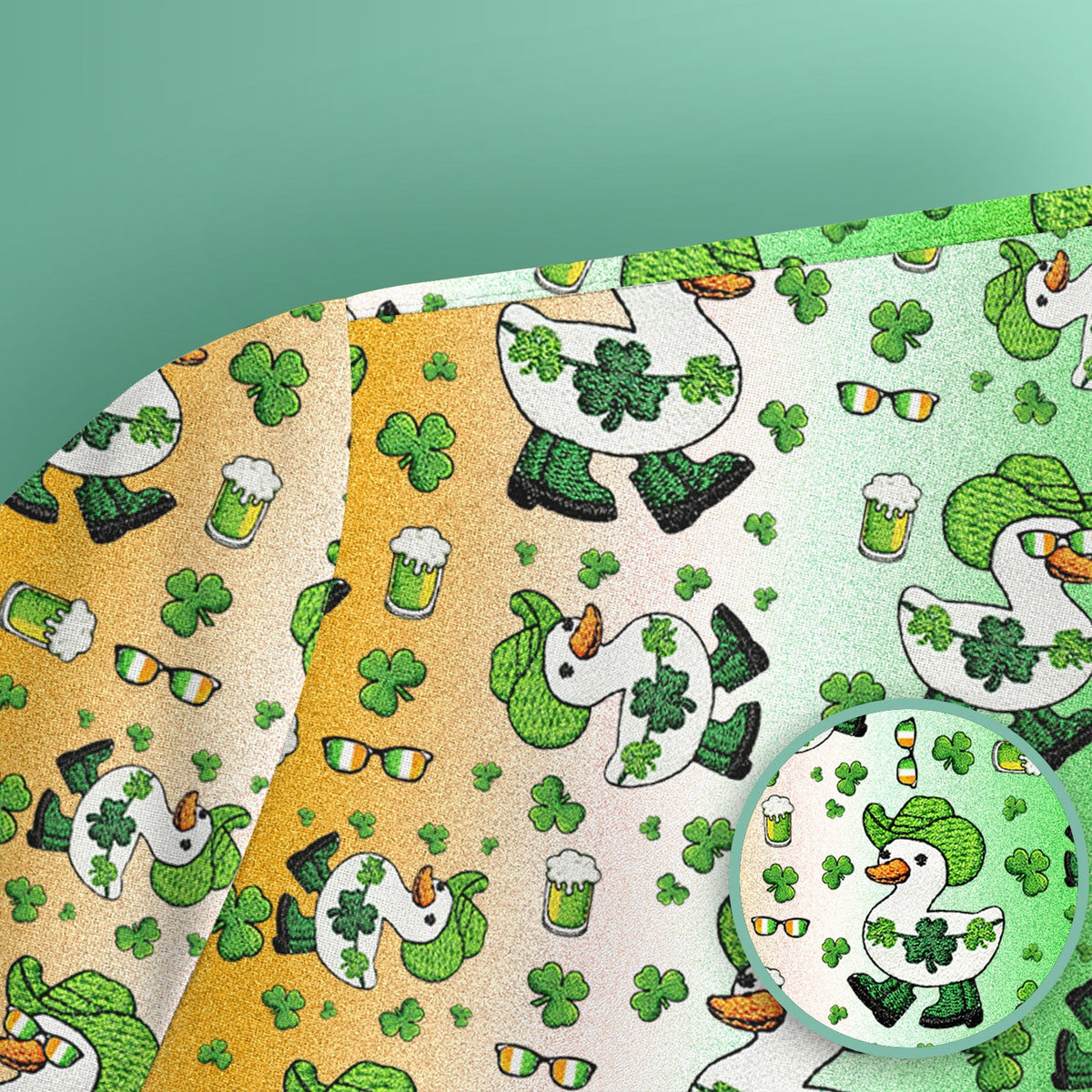 St. Patrick's Day Goose Shamrock Medical Pattern Scrub Top, Breathable Fabrics Nursing Uniform