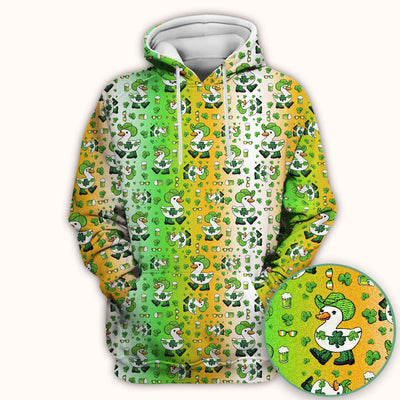 St. Patrick's Day Goose Shamrock Medical Pattern Scrub Top, Breathable Fabrics Nursing Uniform