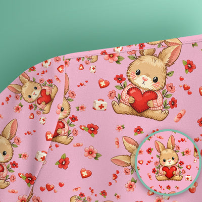 Adorable Bunny Heart Healthcare Design Scrub Top, Comfortable Scrubs for Nurses, Easter