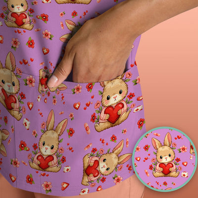 Adorable Bunny Heart Healthcare Design Scrub Top, Comfortable Scrubs for Nurses, Easter
