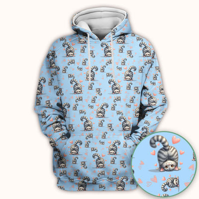 Valentine Cute Cat Scrub Top, Cat Heart Pattern Nurse Uniform, Comfortable Scrubs For Nurses