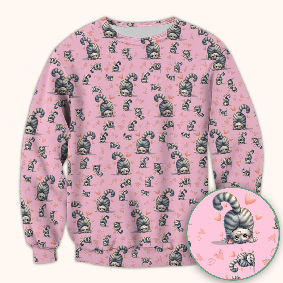 Valentine Cute Cat Scrub Top, Cat Heart Pattern Nurse Uniform, Comfortable Scrubs For Nurses