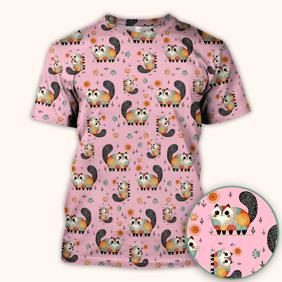Playful Cat Illustration Nurse Scrub Top, Comfortable Scrubs for Nurses