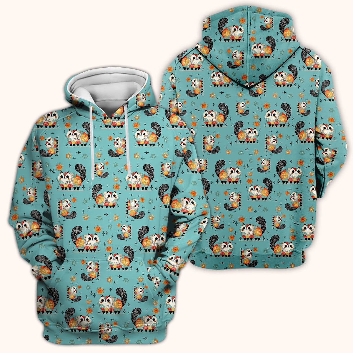 Playful Cat Illustration Nurse Scrub Top, Comfortable Scrubs for Nurses