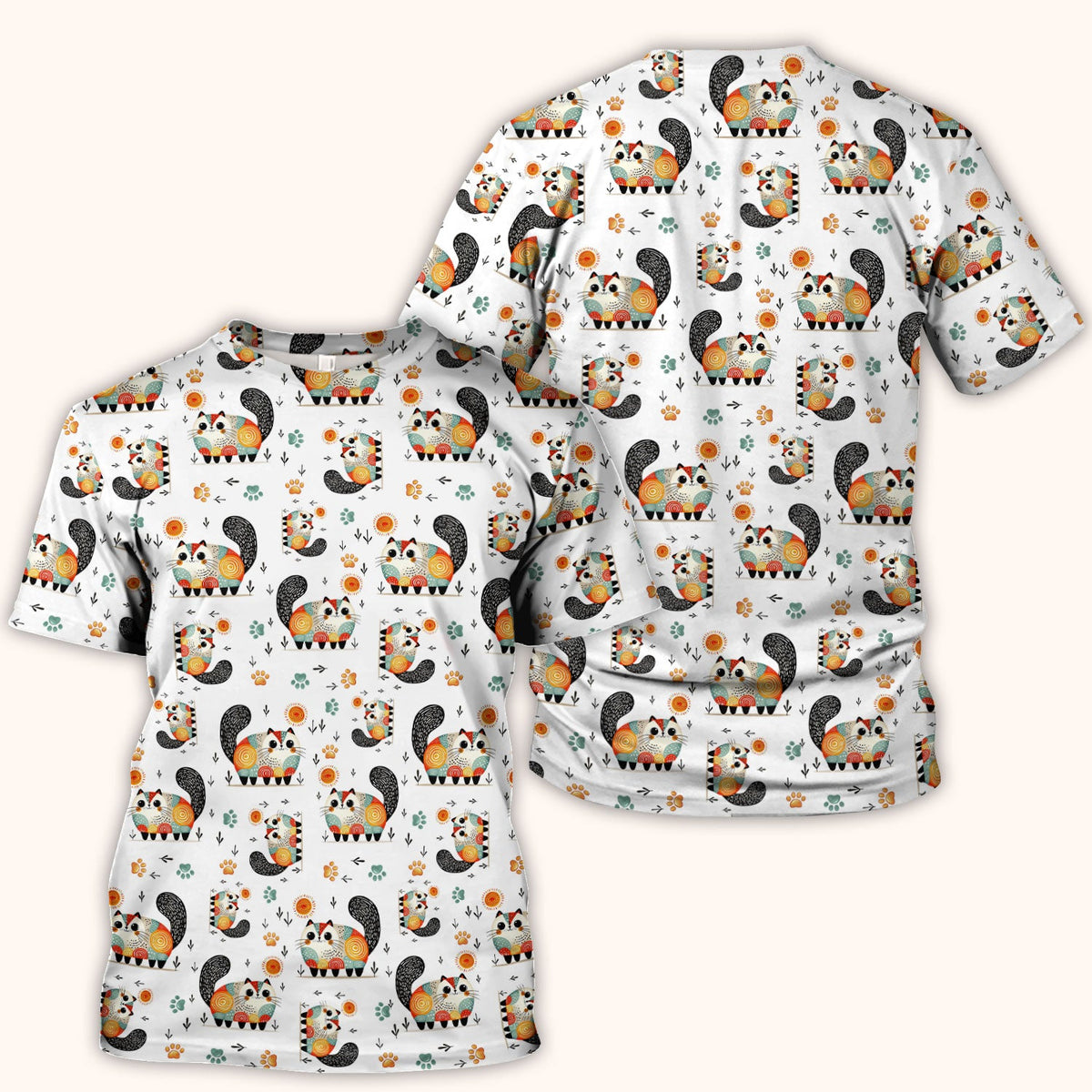 Playful Cat Illustration Nurse Scrub Top, Comfortable Scrubs for Nurses