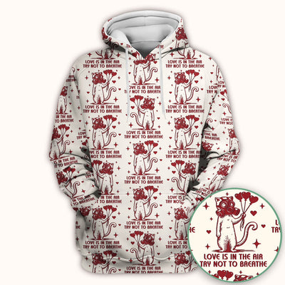 Gas Mask Cat Heart Balloon Valentine Print Scrub Top, Comfortable Scrubs for Nurses