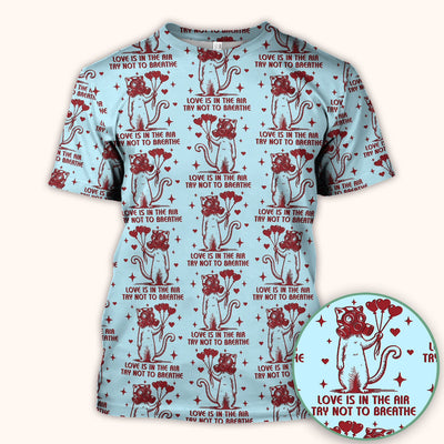 Gas Mask Cat Heart Balloon Valentine Print Scrub Top, Comfortable Scrubs for Nurses