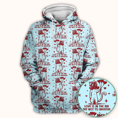 Gas Mask Cat Heart Balloon Valentine Print Scrub Top, Comfortable Scrubs for Nurses