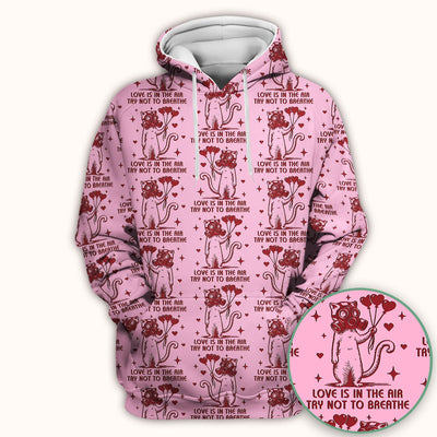 Gas Mask Cat Heart Balloon Valentine Print Scrub Top, Comfortable Scrubs for Nurses