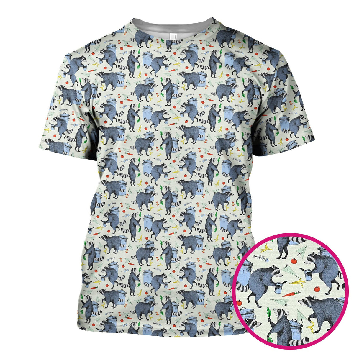Playful Raccoon Trash Print Nurse Scrub Top, Comfortable Scrubs for Nurses