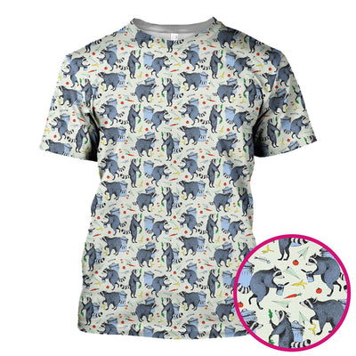Playful Raccoon Trash Print Nurse Scrub Top, Comfortable Scrubs for Nurses