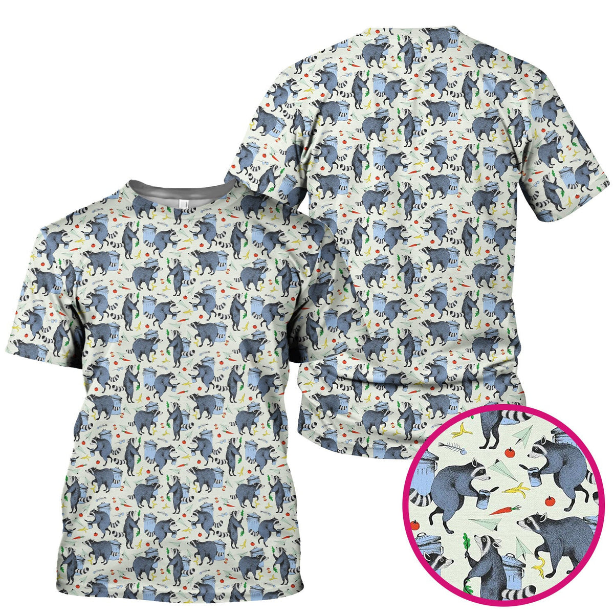Playful Raccoon Trash Print Nurse Scrub Top, Comfortable Scrubs for Nurses