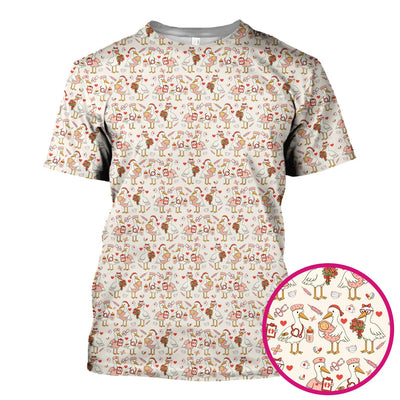 Cute Goose Nurse Valentine Pattern Scrub Top, Breathable Fabrics Nursing Uniform