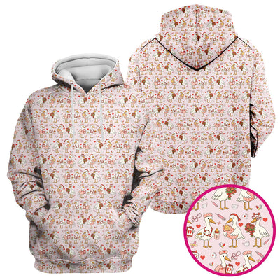 Cute Goose Nurse Valentine Pattern Scrub Top, Breathable Fabrics Nursing Uniform