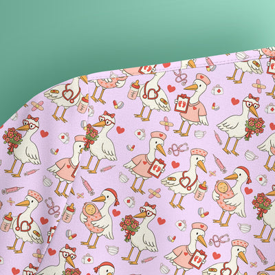 Cute Goose Nurse Valentine Pattern Scrub Top, Breathable Fabrics Nursing Uniform