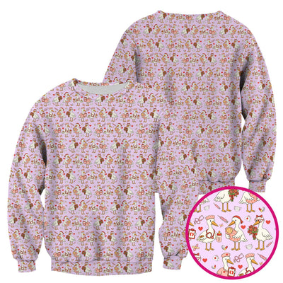Cute Goose Nurse Valentine Pattern Scrub Top, Breathable Fabrics Nursing Uniform