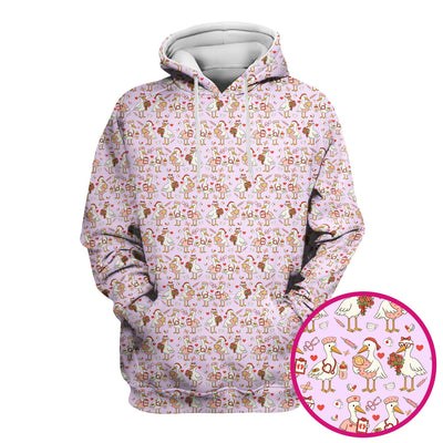 Cute Goose Nurse Valentine Pattern Scrub Top, Breathable Fabrics Nursing Uniform
