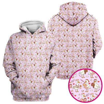 Cute Goose Nurse Valentine Pattern Scrub Top, Breathable Fabrics Nursing Uniform