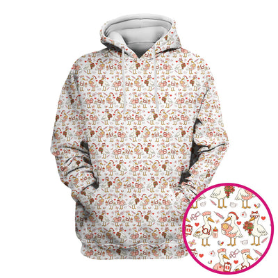Cute Goose Nurse Valentine Pattern Scrub Top, Breathable Fabrics Nursing Uniform