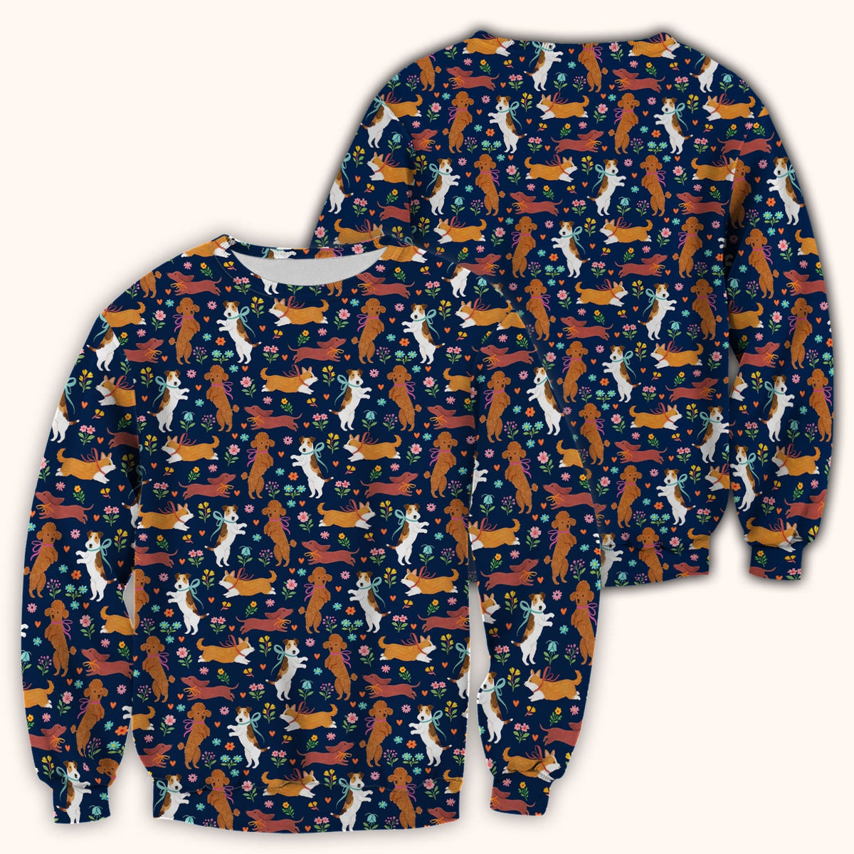 Cute Cartoon Dog Print Nurse Scrub Top, Comfortable Scrubs for Nurses