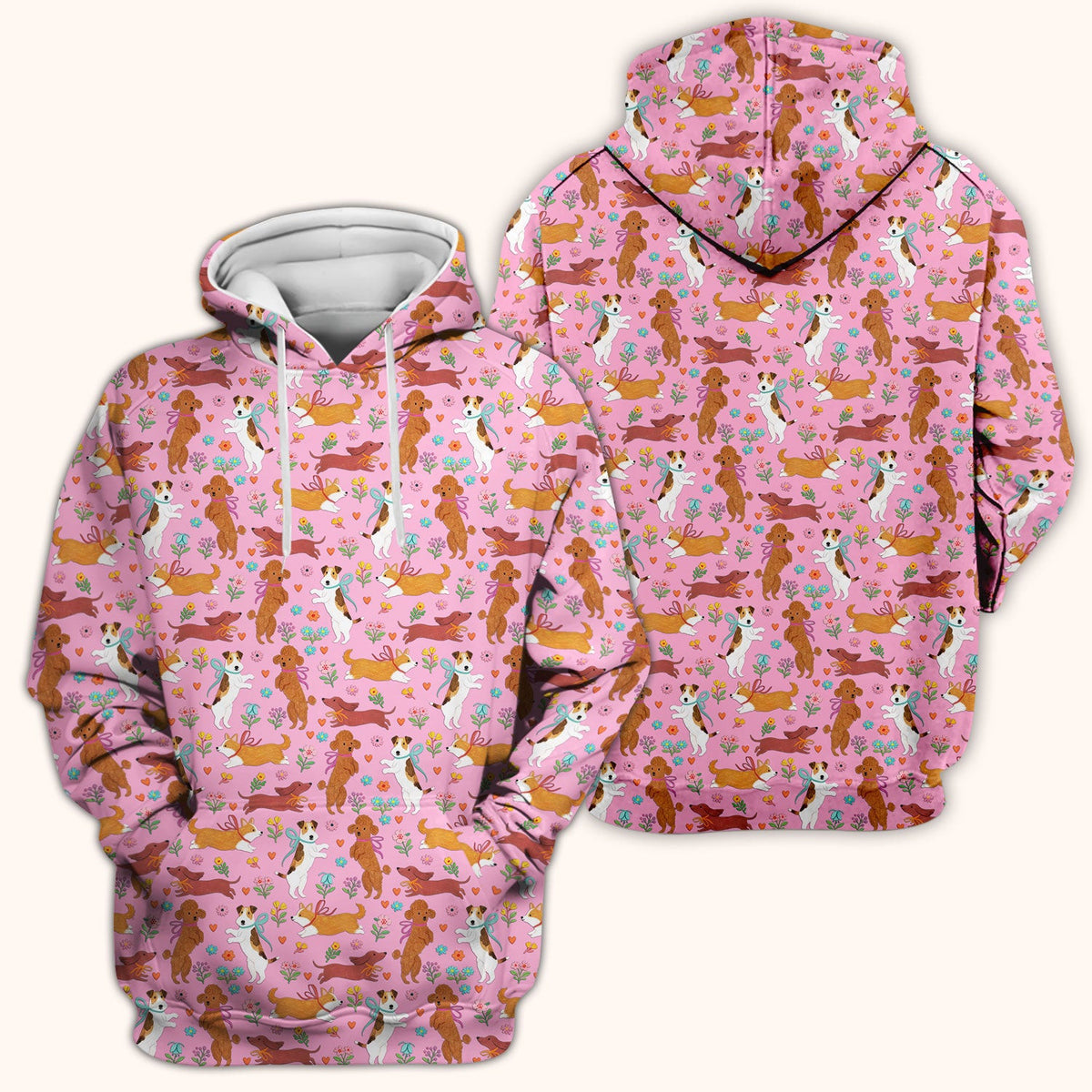 Cute Cartoon Dog Print Nurse Scrub Top, Comfortable Scrubs for Nurses