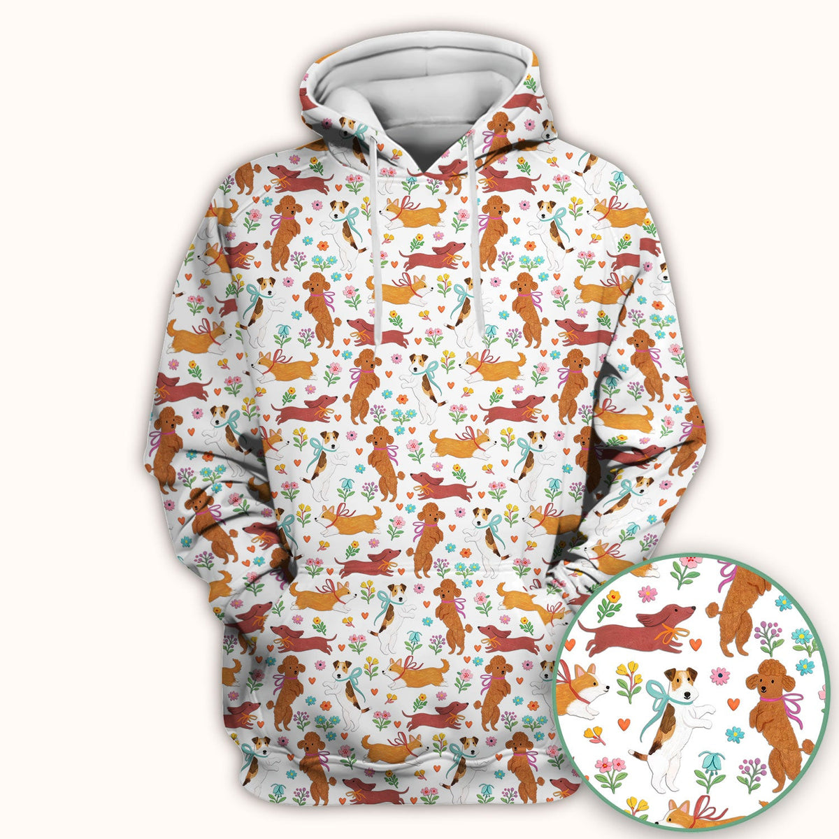 Cute Cartoon Dog Print Nurse Scrub Top, Comfortable Scrubs for Nurses
